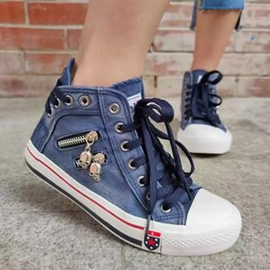 Baskets hautes pour femmes au look vintage moderne avec des détails de fermeture éclair tendance Chic und Stil