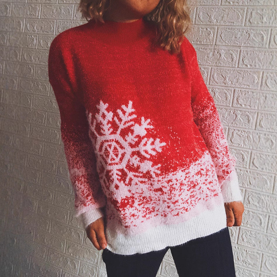 Pull en tricot festif pour femmes avec motif de flocons de neige hivernaux Chic und Stil