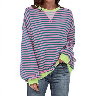Femme pull décontracté avec motif rayé saisissant et bords élastiques Chic und Stil