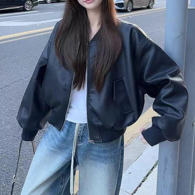 Veste en cuir stylée pour femme dans une coupe urbaine surdimensionnée Chic & Stil