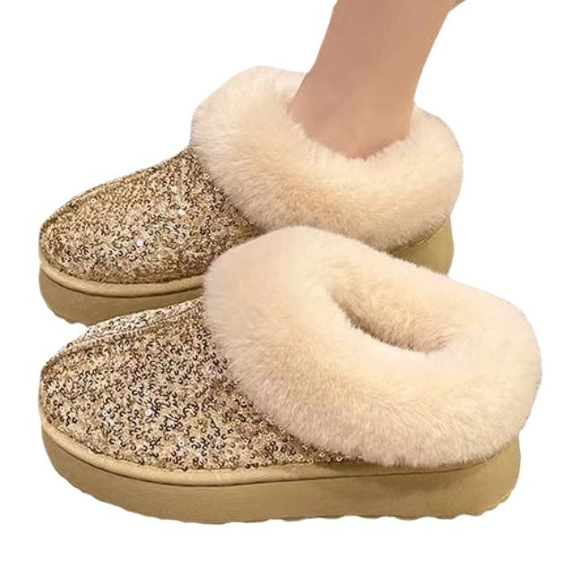 Ladies Plush Sparkly Slippers Chic and Style