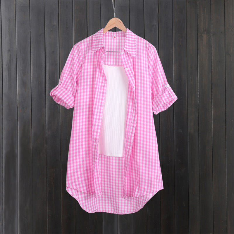 Robe chemise à carreaux de loisirs pour femmes Chic und Stil