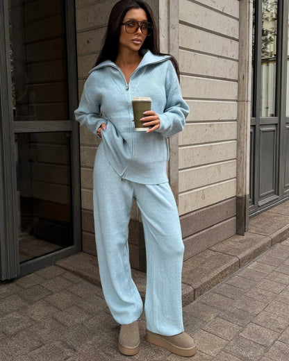 Pull à fermeture éclair pour femmes au design côtelé avec coupe décontractée Chic und Stil