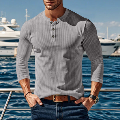 Chemise à manches longues pour hommes avec patte de boutonnage confortable et design texturé Chic und Stil