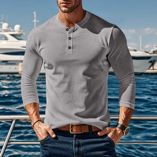 Chemise à manches longues pour hommes avec patte de boutonnage confortable et design texturé Chic und Stil