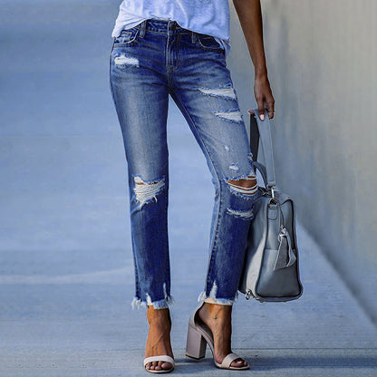 Dames destroyed Mom-Jeans Chic und Stil