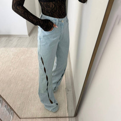 Dames jeans décontractées avec des détails découpés créatifs Chic und Stil