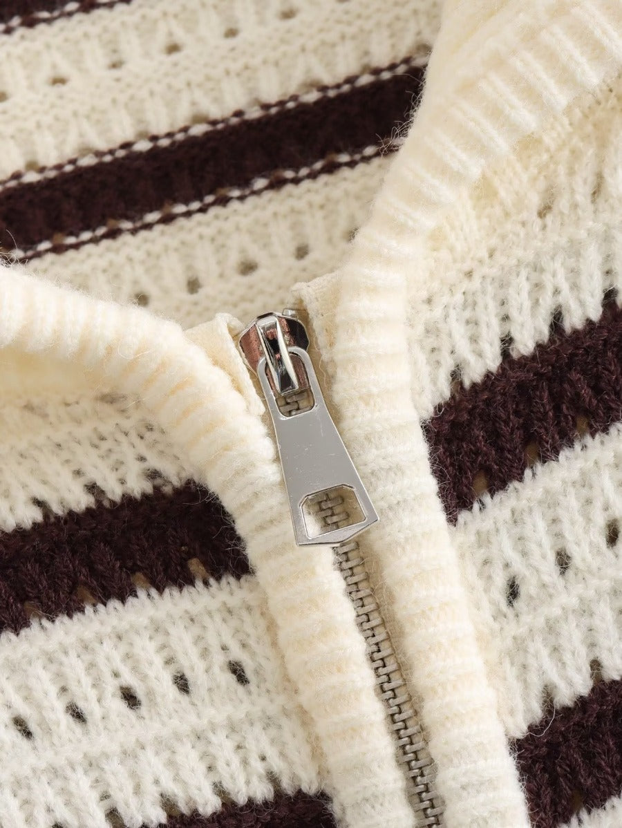 Dames cardigan rayé avec fermeture éclair moderne Chic und Stil