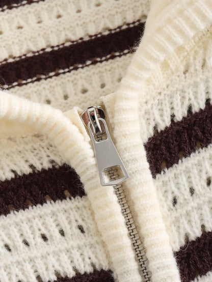 Dames cardigan rayé avec fermeture éclair moderne Chic und Stil