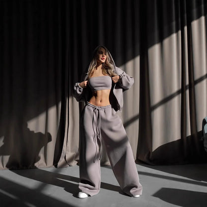 Chic and Style women's short hoodie set and casual pants