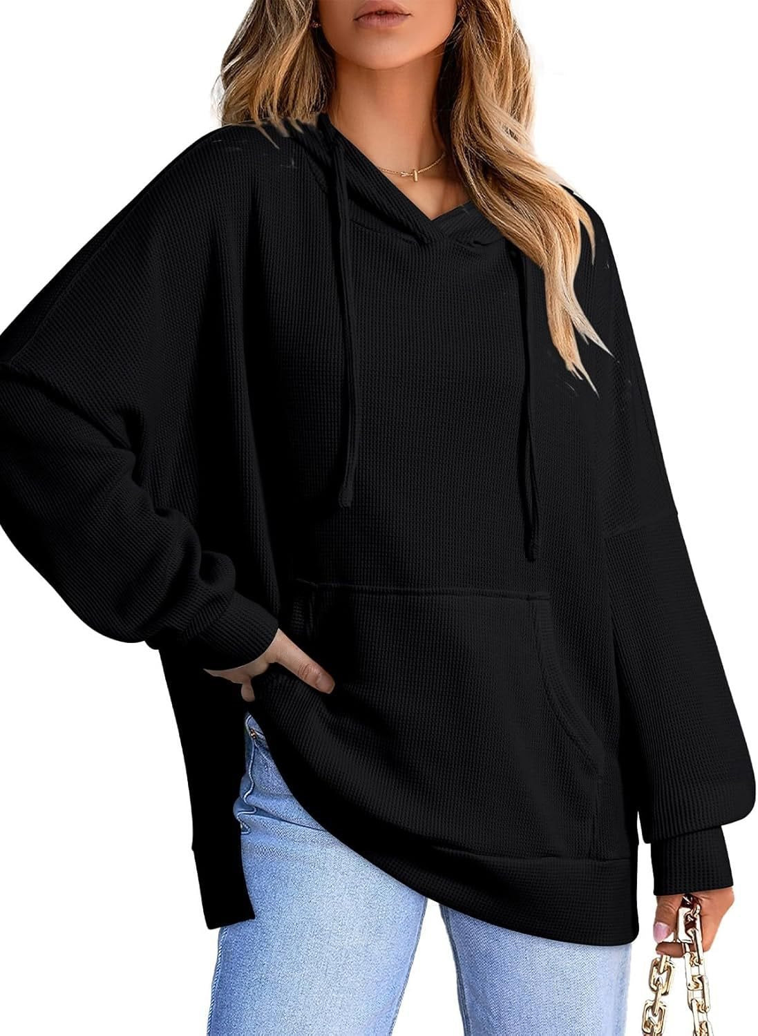 Pull à capuche surdimensionné pour femmes en piqué gaufré Chic und Stil