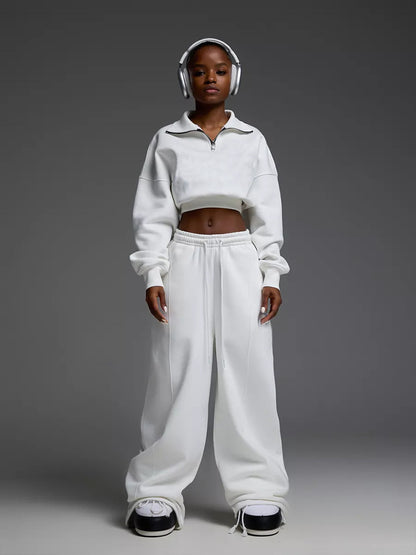 Dames Ensemble de loungewear en polaire sporty avec fermeture éclair Chic und Stil