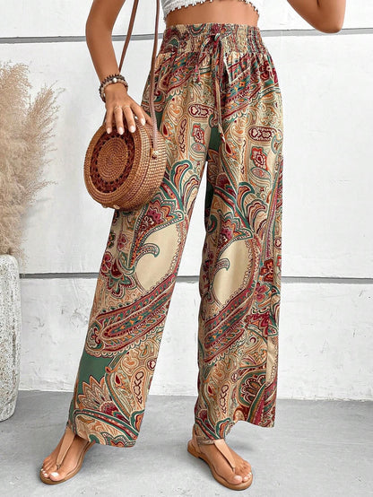 Wide Palazzo Pants for Women with an Elegant Paisley Pattern Chic und Stil