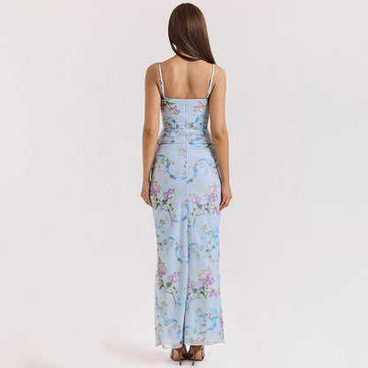 Robe Maxi à Imprimé Floral pour Femme avec Fente Latérale Haute Chic und Stil