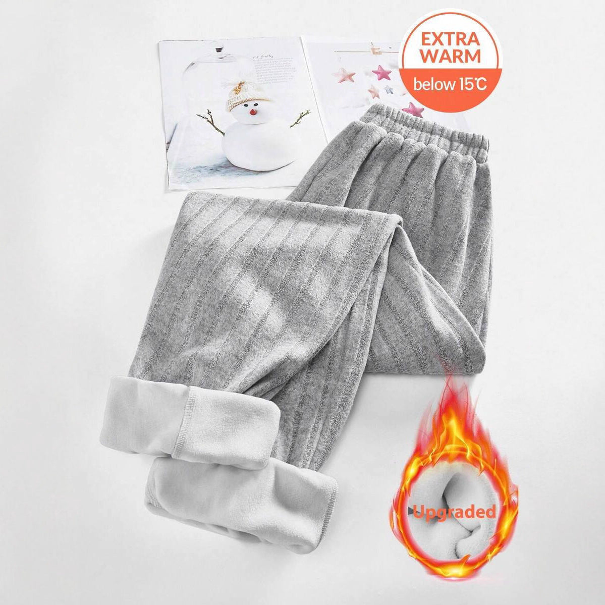 Ladies Cozy Fleece Pants with Elastic Waist and Side Pockets Chic and Style