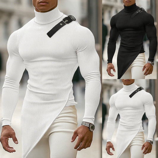 Dames asymétrique Longsleeve avec col montant et moderne bande Chic und Stil