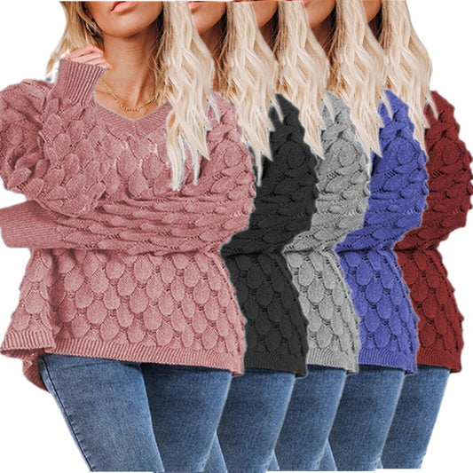 Pull en tricot pour femmes avec design en nid d'abeille texturé Chic und Stil