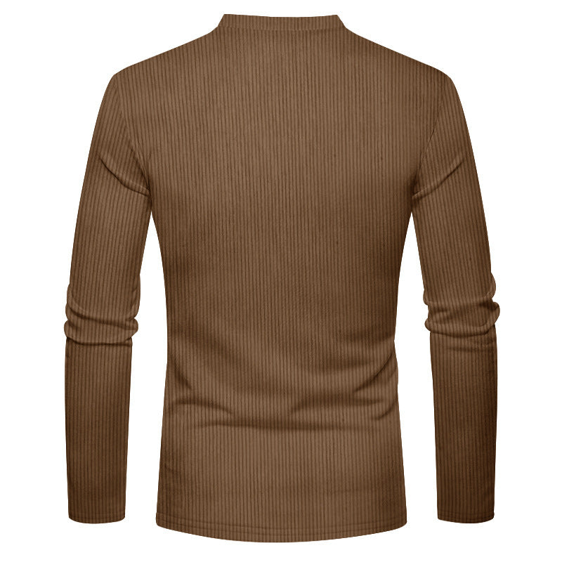 Chemise à manches longues pour hommes avec structure côtelée et col montant confortable Chic und Stil