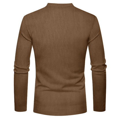 Chemise à manches longues pour hommes avec structure côtelée et col montant confortable Chic und Stil