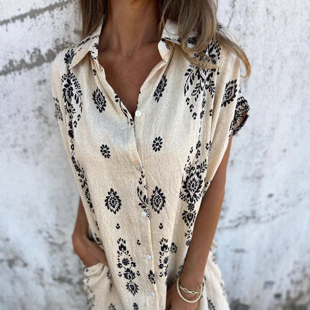 Robe chemise féminine à motif fin Chic und Stil