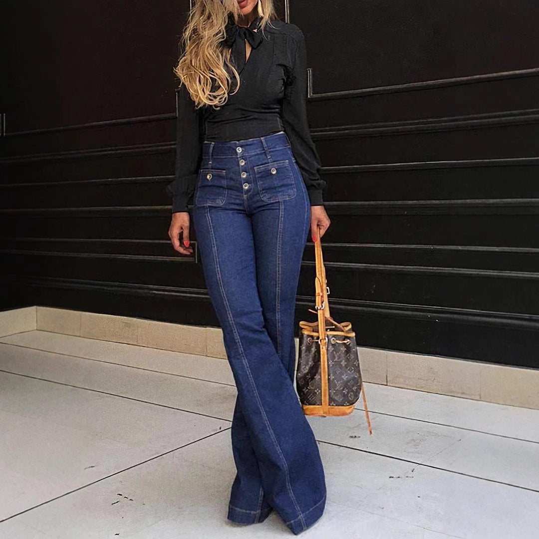 Dames High-Waist Pantalon évasé Chic und Stil