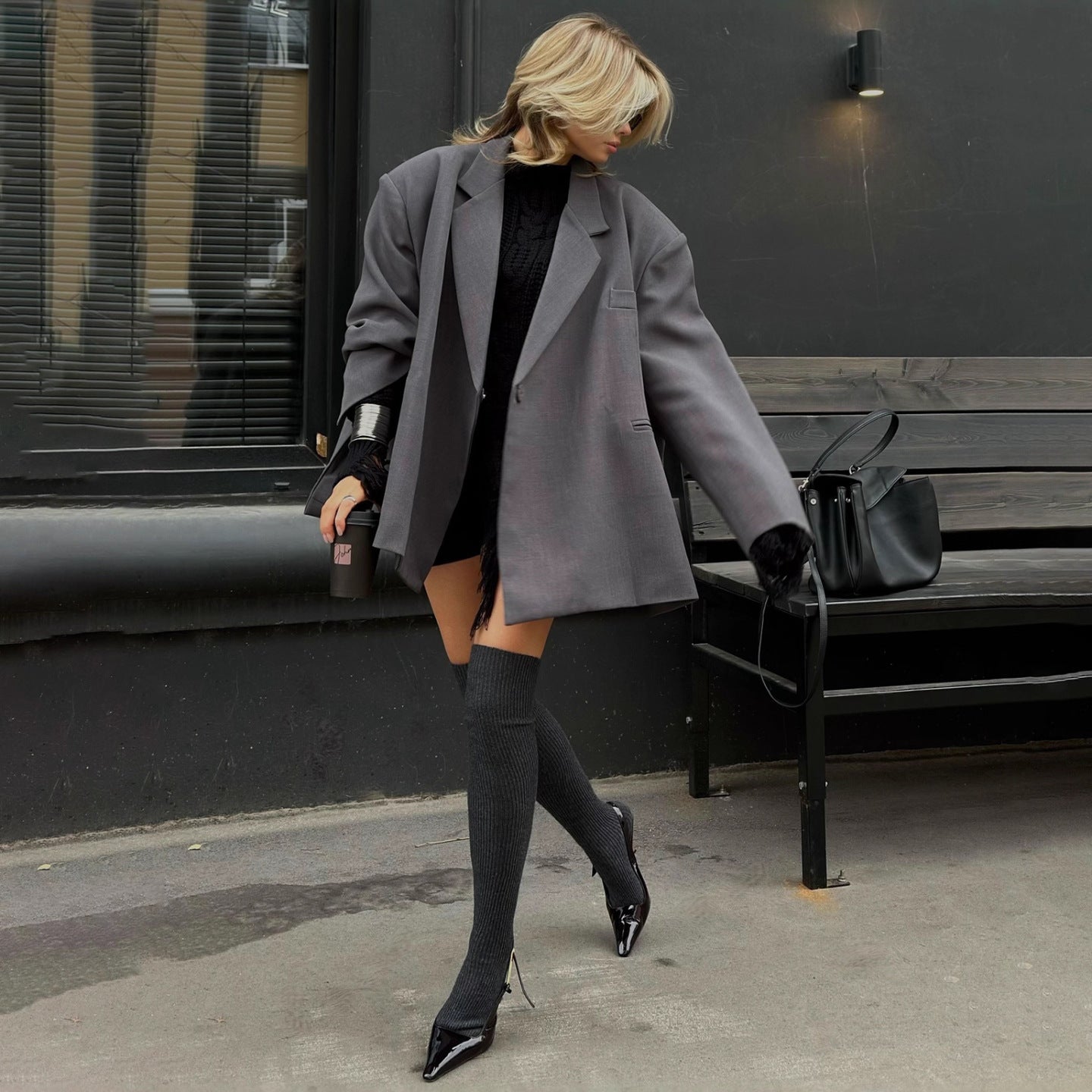 Dames Blazer surdimensionné avec design texturé Chic und Stil