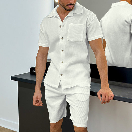 Hommes Ensemble court à manches stylées avec design texturé Chic und Stil