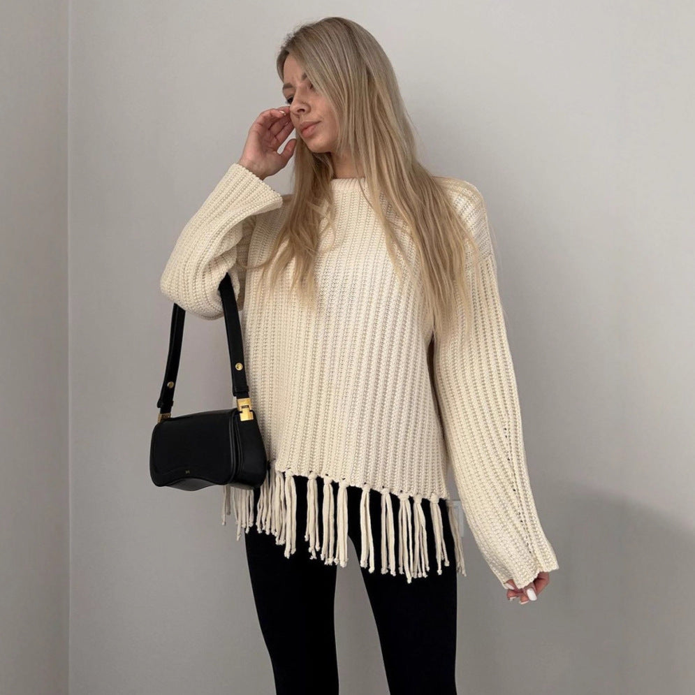 Pull en tricot pour femmes avec ourlet frangé Chic und Stil