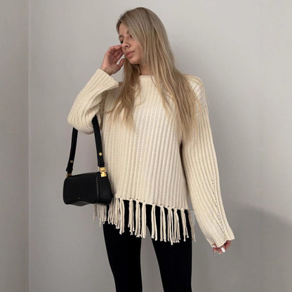 Pull en tricot pour femmes avec ourlet frangé Chic und Stil