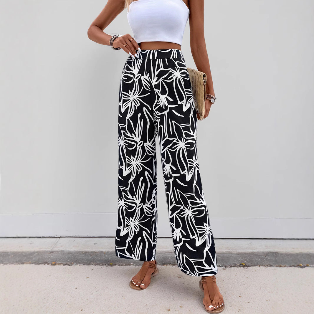 Women Wide Leg Floral Printed Pants Chic and Style