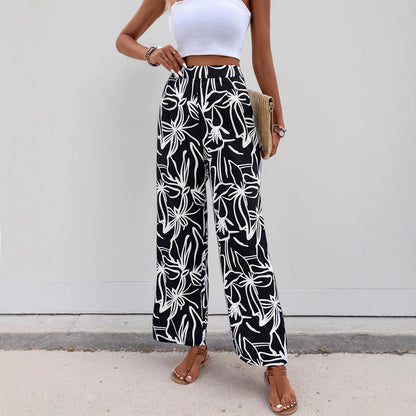 Women Wide Leg Floral Printed Pants Chic and Style
