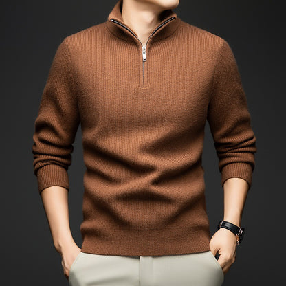 Pull-over zippé élégant pour hommes en laine douce Chic und Stil
