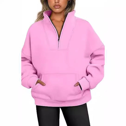 Dame sweatshirt sport avec demi-fermeture éclair et poches pratiques Chic und Stil