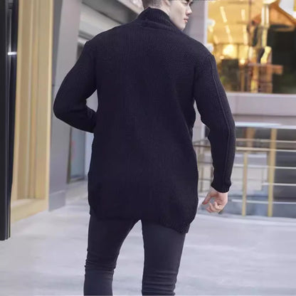 Cardigan en gros tricot pour hommes avec motif tressé à la mode et coupe décontractée Chic und Stil