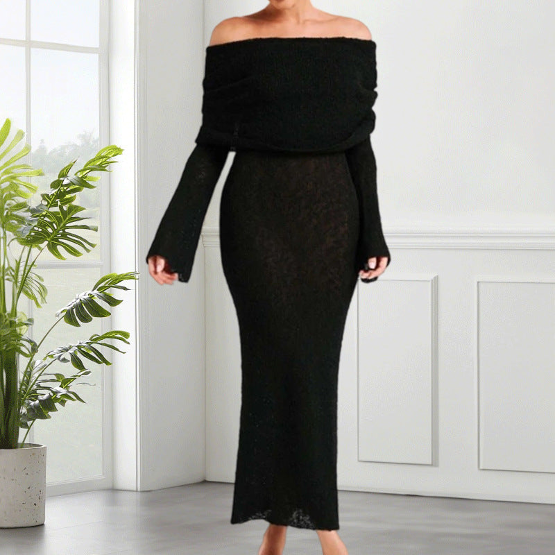 Robe maxi off-shoulder pour dames avec une structure élégante Chic und Stil