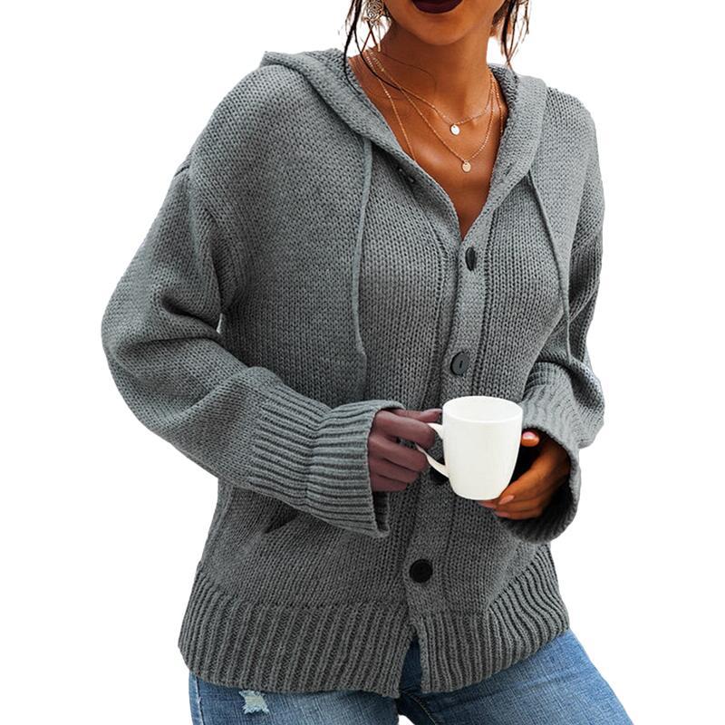 Damen gilet à capuche avec fermeture frontale à boutons Chic und Stil