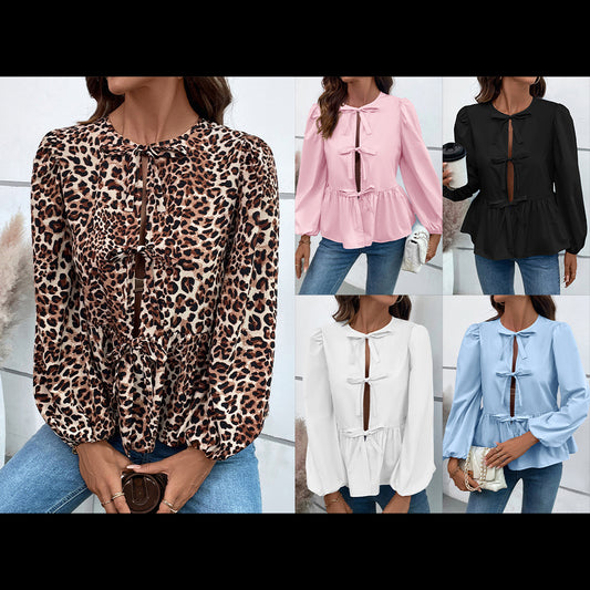 Chemisier femmes avec motif léopard et détails volants Chic und Stil