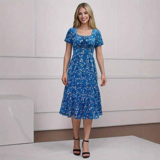 Robe maxi plissée à fleurs Chic und Stil pour femmes