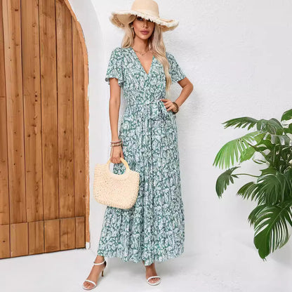 Robe portefeuille à fleurs haute pour femmes Chic und Stil