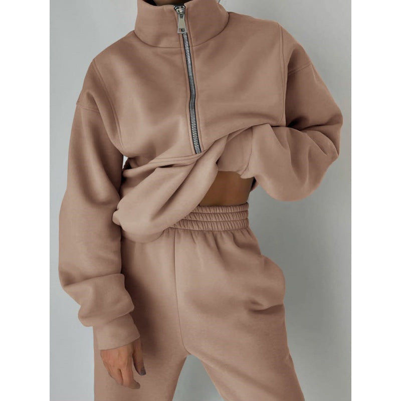 Pull over zippé décontracté pour femmes avec col montant Chic und Stil