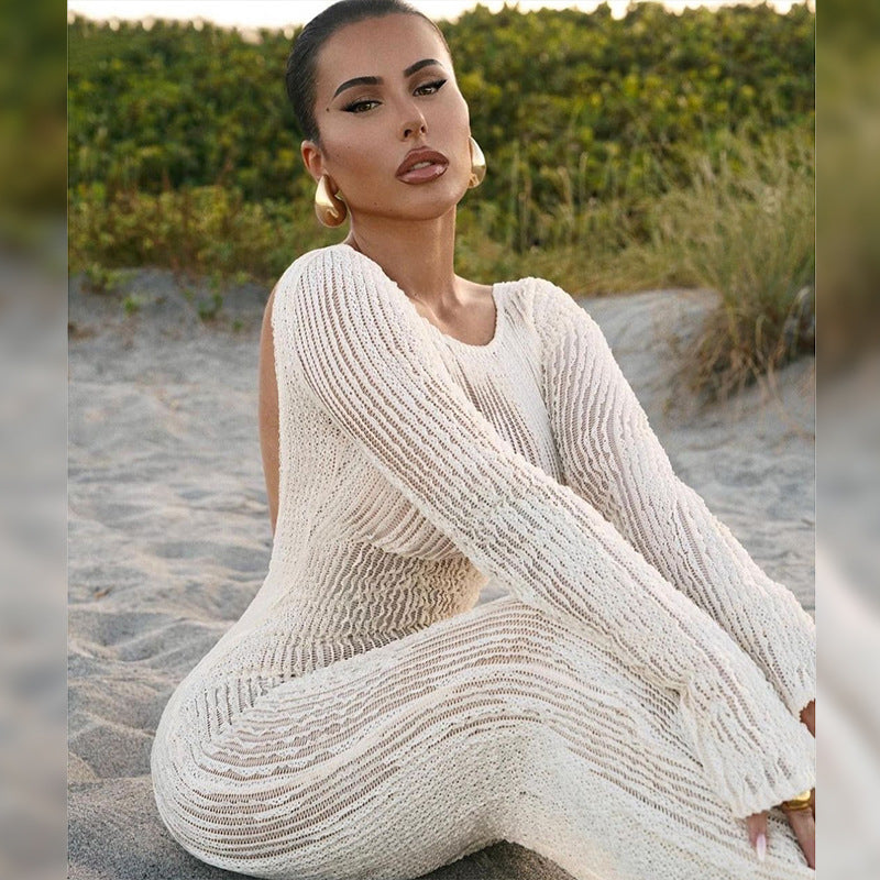Robe mini côtelée dos nu pour femmes Chic und Stil