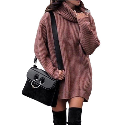 Robe en tricot pour femmes avec col montant et structure en côtes Chic und Stil