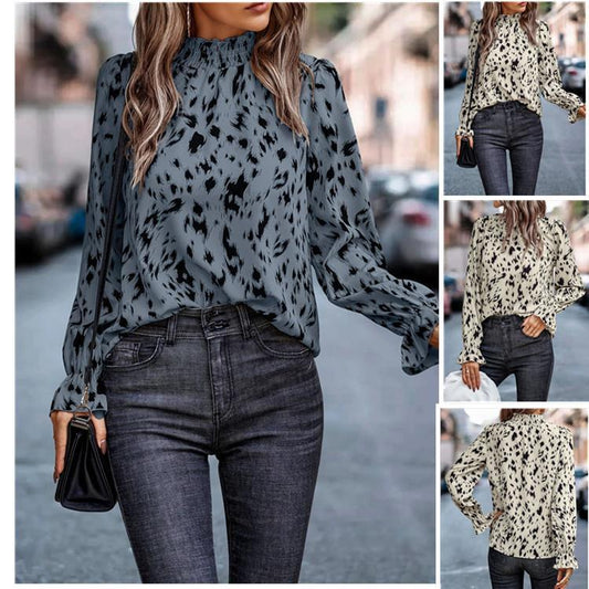Chemisier pour femmes avec col volant et motif animalier Chic und Stil