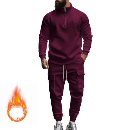 Men's fleece sports set with functional zipper and cargo pants Chic und Stil