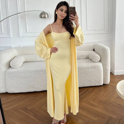 Dame Robe fourreau longue avec kimono ouvert Chic und Stil