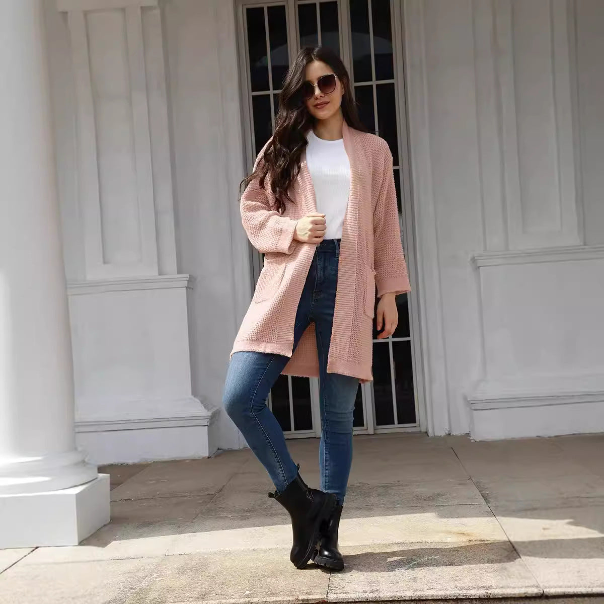 Cardigan en tricot décontracté pour femmes avec poches pratiques et devant ouvert Chic und Stil