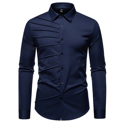 Chemise à manches longues pour homme avec design côtelé à la mode Chic und Stil