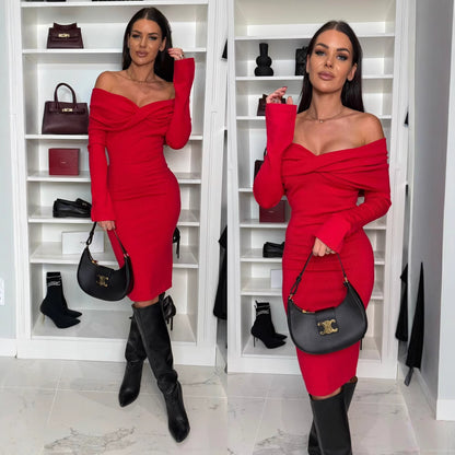 Robe de cocktail ajustée pour femmes avec décolleté off-shoulder Chic und Stil