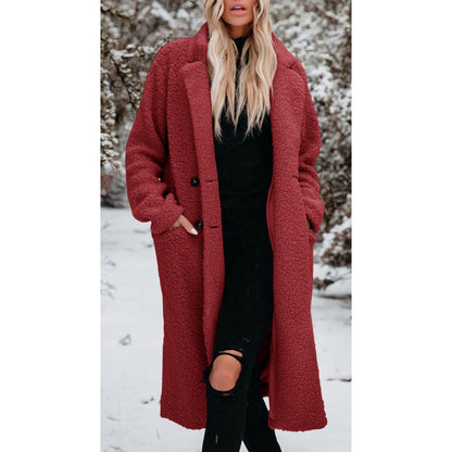 Ladies oversized teddy coat with button closure and practical pockets Chic and Style