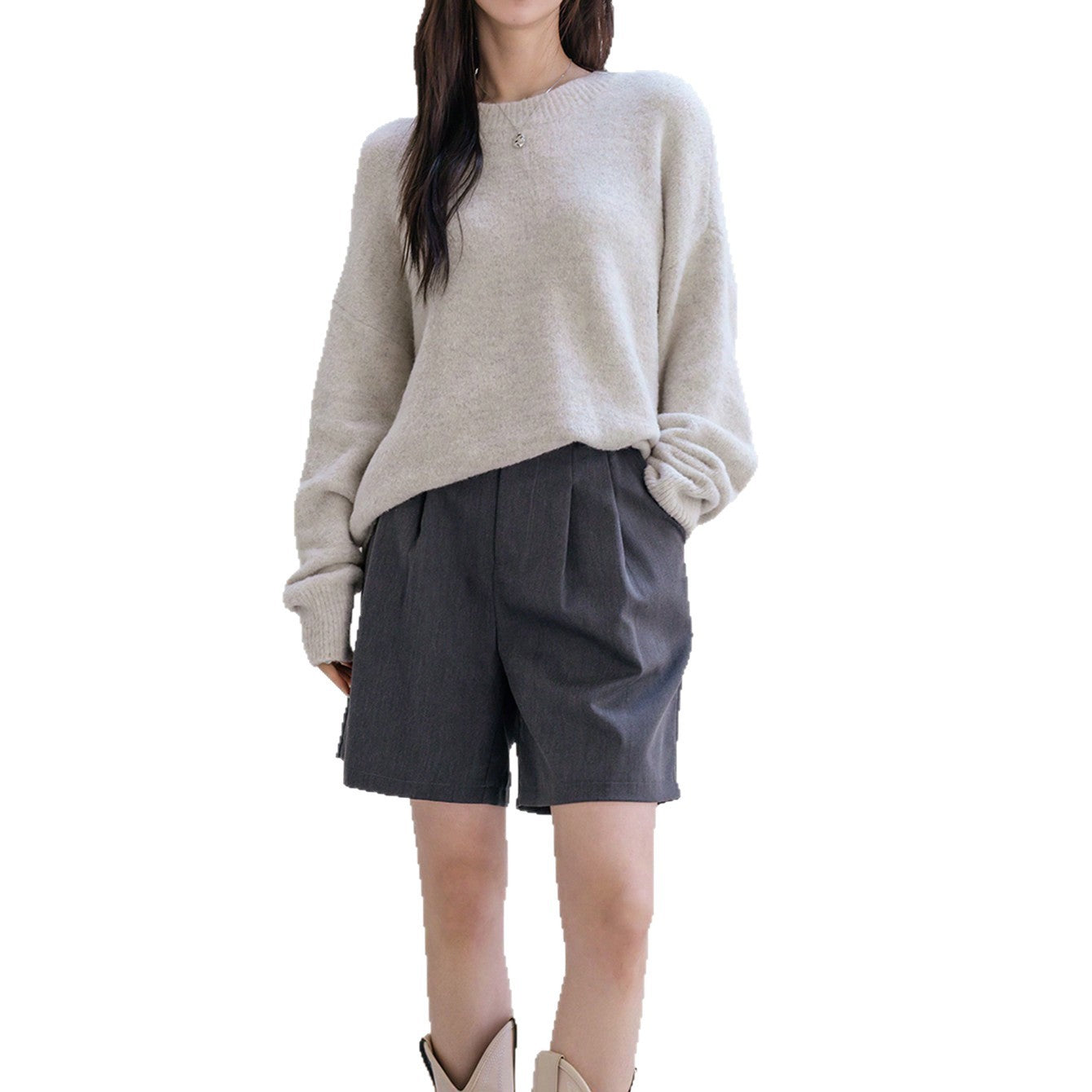 Pull en tricot surdimensionné pour femmes avec une douce polaire et des détails modernes Chic und Stil